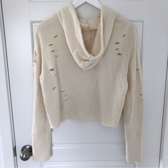 NOT BRANDED // NWOT Distressed Cropped Hoodie - Picture 2 of 3